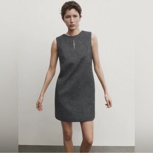 Massimo Dutti Wool Blend Short/Mini Dress Sz S Gray Sleeveless Crewneck